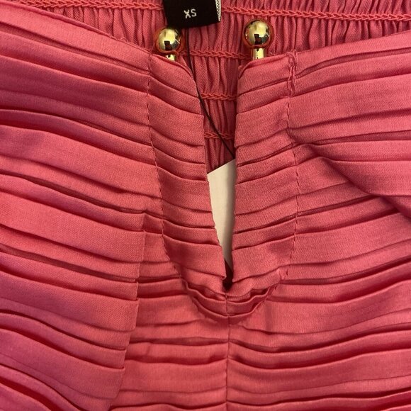 Express Women's Satin V-Bar Puff Sleeve Ruched Pleated Top Pink Size XS NWT $58 - Picture 7 of 16